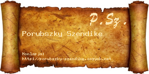 Porubszky Szendike névjegykártya